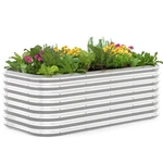 Raised Garden Bed 6X3X2 Ft Galvanized Metal Planter Box Silver Quictent Oval. Fixed Price $124.99.