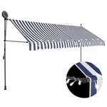 Manual Retractable Awning With Led 137.8" Blue And White. Fixed Price $141.31.