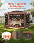 Vevor 12X12 Ft Pop-up Screen Tent, 6-SIDED Camping Gazebo For 8-10 People. Fixed Price $185.99.