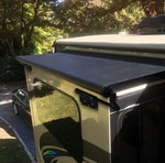Suncode Slide Topper Awning Black Rv Out 12'1" (11'7"FABRIC). Fixed Price $349.00.