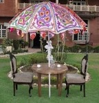Garden Parasol Handmade Embroidered Indian Outdoor Sun Shade Patio Umbrella 72". Fixed Price $94.50.