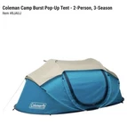 Coleman Camp Burst Pop Up Dark Room Tent: 2-PERSON 3-SEASON Scuba Blue New. Fixed Price $65.00.