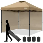 Kampkeeper 10X10 Pop Up Canopy Tent With 2 Sidewalls For Outdoor Use, Khaki. Fixed Price $153.99.