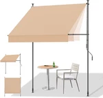 Adjustable Manual Retractable Awning 79" X 118" For Outdoor Patio Khaki. Fixed Price $224.99.