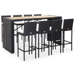 Patio Bar Set 9 Piece Table And Stools Rattan Wood Black Vidaxl. Fixed Price $911.99.