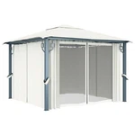Gazebo With Curtains Canopy Tent Pavilion Party Sunshade Cream Aluminum Vidaxl. Fixed Price $493.99.