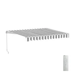 Aleko Retractable Motorized 10X8 Ft Patio Awning Deck Canopy Grey White Stripes. Fixed Price $354.71.