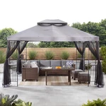Mainstays Easy-assembly 10 X 12 Foot Outdoor Soft Top Gazebo Gray. Fixed Price $421.00.