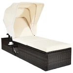 Topbuy Outdoor Cushioned Reclining Chaise Lounge W/folding Canopy. Fixed Price $210.99.