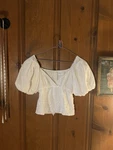 Yoli & Otis White Puff-sleeve Embroidered Top Size 8. Fixed Price $55.00.