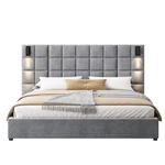 King Upholstered Bed Frame W/wall Sconce + Usb Port - Velvet Headboard. Fixed Price $436.99.