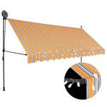 Manual Retractable Awning With Led 137.8" Yellow And Blue. Fixed Price $140.48.