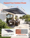 Manual Retractable Awning 11.5X9.8FT Patio Sun Shade Waterproof Crank Gray. Fixed Price $278.99.