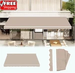 14' 10' Retractable Awning Fabric Replacement, Sun Shade Patio Cover Outd. Fixed Price $105.40.