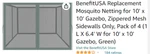 Benefitusa Replacement Mosquito Netting 10' X Gazebo, Green Zip Mesh. Fixed Price $85.00.