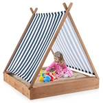 Wooden Sandbox W/ Canopy Tent Design Fir Frame 2 Bench Seats Bottom. Fixed Price $72.99.