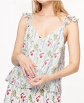 Cami Nyc Cara Silk Top Blue Botanical Garden Flutter Straps Lined Sz Xs. Fixed Price $61.99.