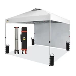 Crown Shades 10X10 Ft Pop Up Tent W/ Sidewall & Push Center Lock, White (used). Fixed Price $73.10.