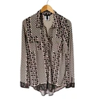 Bcbgmaxazria Printed Lace Up Long Sleeve Top Size Large. Fixed Price $13.65.