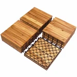 Costway 27PCS 12" X Acacia Wood Deck Tiles Interlocking Patio Stripe Pattern. Fixed Price $84.99.
