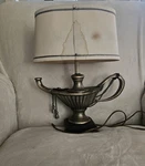 Vtg Frederick Cooper Brass Table Lamp 31.5 Tall Patina Finish Classic Urn Decor. Fixed Price $270.00.