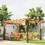 Outsunny 10' X 13' Outdoor Pergola, Wood Gazebo Grape Trellis, Dark Brown. Fixed Price $444.89.