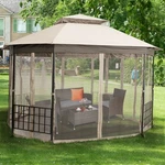 Patiojoy 10' X 12' Gazebo Canopy Shelter Double Top W/net Sidewalls Beige. Fixed Price $299.99.
