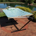 Large Rope Hammock With Steel Stand Pad/pillow - Blue/green By Sunnydaze. Fixed Price $119.47.