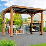 Outdoor 6' X 12' Cedar Wood Grill Gazebo W/ Usb-c Charging Ports ,dual Bar Tops. Fixed Price $1099.99.