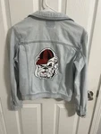Georgia Bulldogs Custom Women American Eagle Denim Jacket With Painted Logo. Fixed Price $47.20.