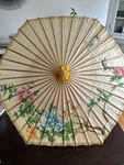Vintage Chinese Parasol/umbrella, Hand Painted Oil-paper Bamboo Wood 25 Long. Fixed Price $40.00.