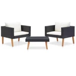 3 Piece Garden Lounge Set With Cushions In Rattan Vidaxl. Fixed Price $290.99.
