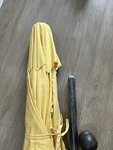 Pottery Barn 6 Ft Round Umbrella And Frame Bronze Aluminum Yellow Canopy. Fixed Price $149.00.