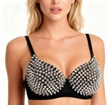 Silver Rivets Punk Rave Bralette Lingerie Gothic Top Sexy Push Up Brassiere. Fixed Price $22.29.