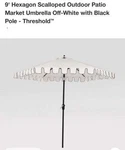 6' Square Outdoor Patio Market Umbrella Off-white With Black Pole Threshold. Fixed Price $75.00.