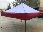 10X10 Pop Ezup Style Instant Canopy Tent Set - Red & White Frame W/ Top. Fixed Price $239.00.