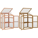 Outsunny Fir Wood Garden Planter Greenhouse W/ Panels, Shelves. Fixed Price $129.99.