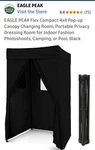 Eagle Peak Flex Ultra Compact 4X4 Pop-up Canopy, Dressing Room. Fixed Price $99.99.