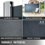 Retractable Side Awning, 71''X 118'' Aluminum Outdoor Privacy Screen, Black. Fixed Price $130.77.
