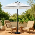 Punchau 6 Ft Black Fringe Umbrella - Outdoor For Patio, Pool, Tab. Fixed Price $85.99.