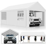 Outdoor 10X20FT Carport W/ Doors&sidewalls, Heavy Duty Canopy Garage Shed Tent. Fixed Price $319.99.