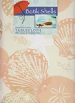 Umbrella Zippered Tablecloth 60 Round Coral Batik Sea Shells Outdoor Patio. Fixed Price $26.00.