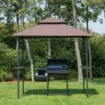 8' X 5' Grill With Double Roof Bbq Gazebo, Coffee. Fixed Price $134.99.