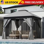 Outdoor Patio 10X10 With Expansion Bolts Heavy Duty Gazebos Double Roof. Fixed Price $382.99.