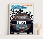 Porsche 1971 World Champion Vintage Race Car Poster Motorsport Wall Art. Fixed Price $9.99.