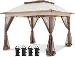 Coos Bay 11X11 Pop Up Gazebo With Mesh Netting, Instant Outdoor Canopy Beige. Fixed Price $100.00.