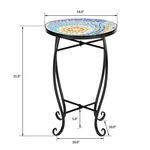 Blue Hawaiian Sun Mosaic Round Bistro Table, Steel Frame,out/indoor Accent. Fixed Price $63.99.