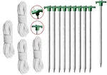 10-PC Pack Tent Stakes + 4-PC Rope Set Ground Anchor Tarp Tie-down Pop-up Peg. Fixed Price $18.99.