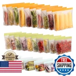 26 Pack Reusable Food Storage Bags,leakproof Freezer Bpa Stand Up Sand. Fixed Price $40.81.