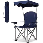 Costway Portable Camping Chair With Canopy, Outdoor Lawn Shade, Carry. Fixed Price $85.70.